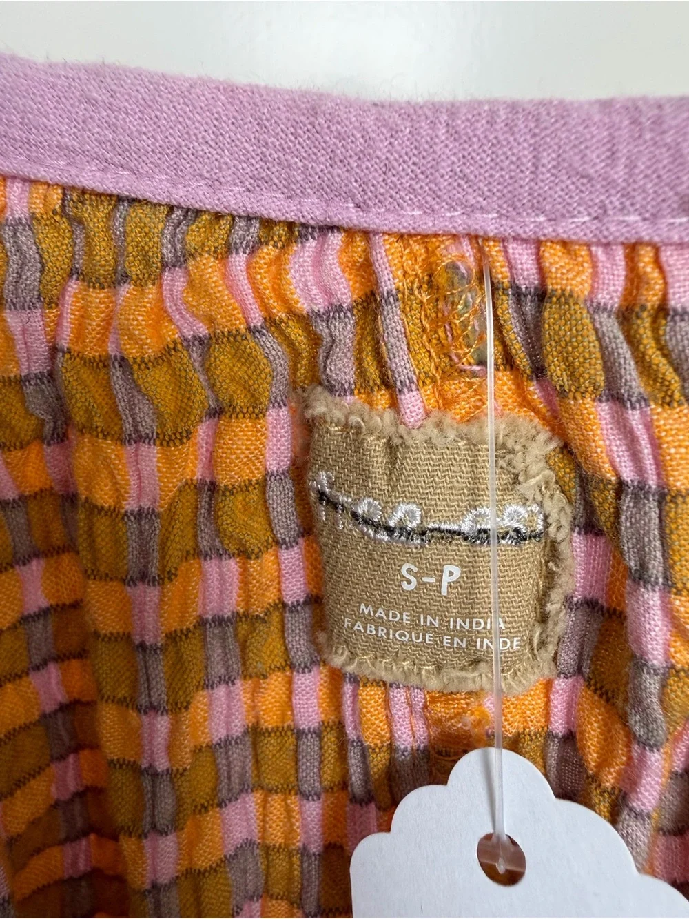 Free People Free-est Clara Plaid Gingham Seersucker Top (Small)
